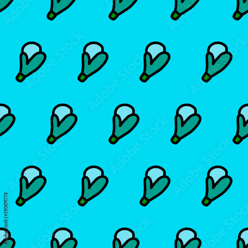 Mitten with snow ball hand drawn vector seamless pattern in cartoon doodle style winter