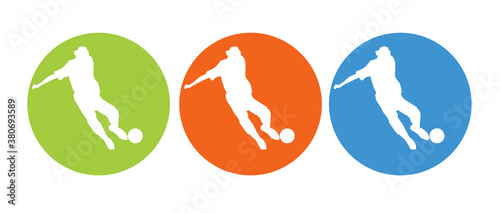 Icons soccer player kicking the ball vector for web and mobile