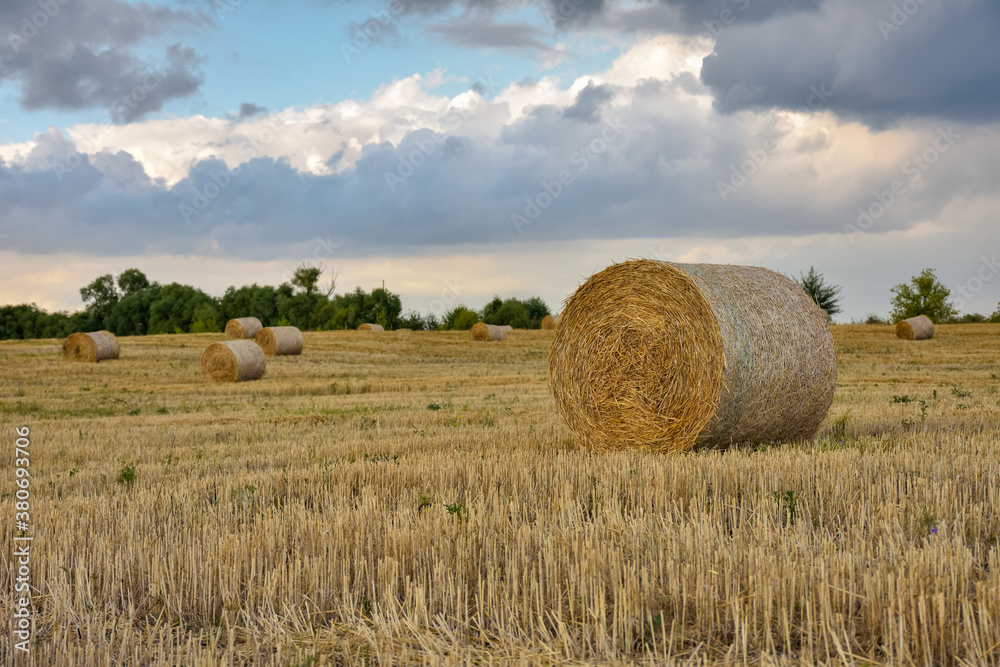 round haystack against the sky