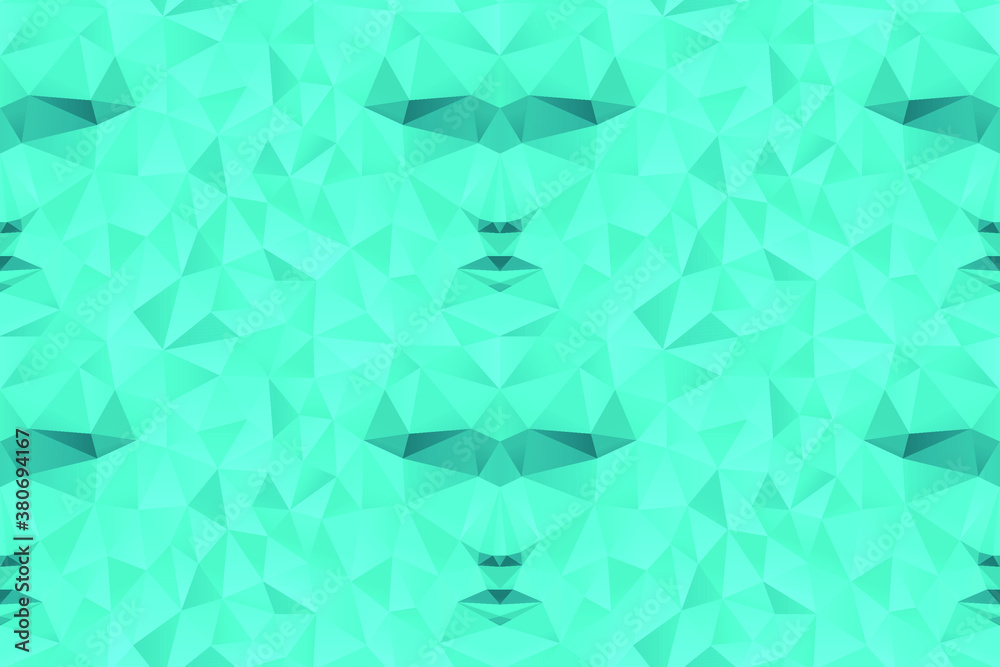 Polygonal abstract blue face on a blue background. Seamless pattern. Low poly design. Creative geometric vector illustration. 