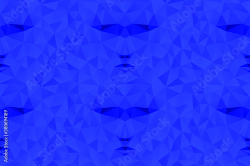 Polygonal abstract blue face on a blue background. Seamless pattern. Low poly design. Creative geometric vector illustration. 