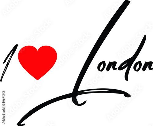 Schilderij op canvas I Love London Country Name Handwritten Calligraphy Black Color Text 
on White Ba
