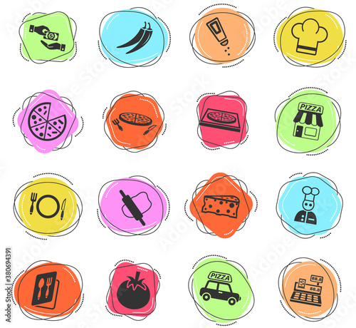 pizzeria icon set