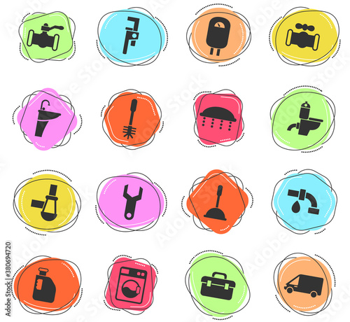 plumbing service icon set