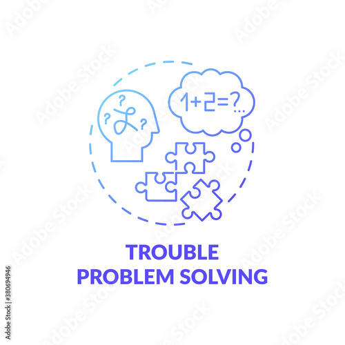 Trouble problem solving blue gradient concept icon. Difficulty with thinking. Dementia early symptom. Brain health idea thin line illustration. Vector isolated outline RGB color drawing