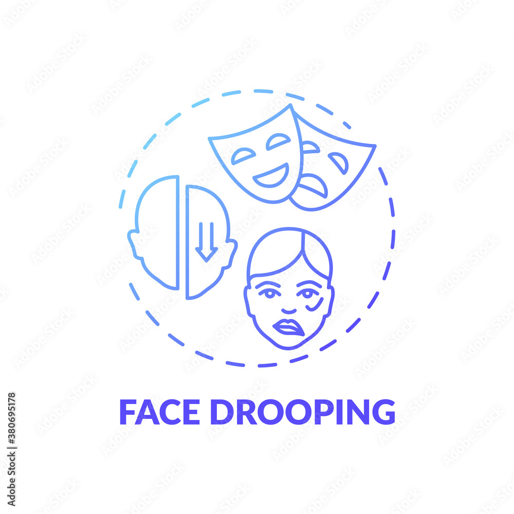 Face drooping blue gradient concept icon. Facial weakness. Problem from disorder. Neurology
