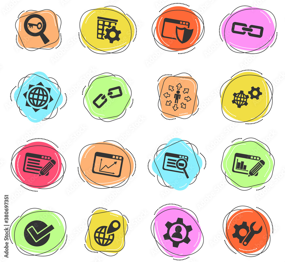 seo and development icon set seo and development icon set