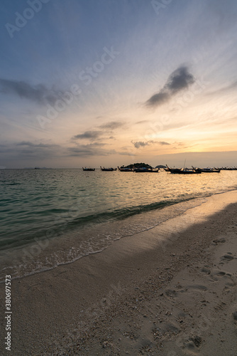 Beautiful sunrise at turquoise sunrise beach in Lipe Island   Satun  Thailand.