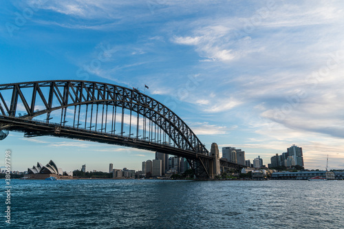 Sydney harbor bridge with Sydney CBD downtown skyline at sunset, Sydney, New South Wales, Australia © kanonsky