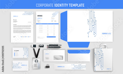 Techno business stationery template