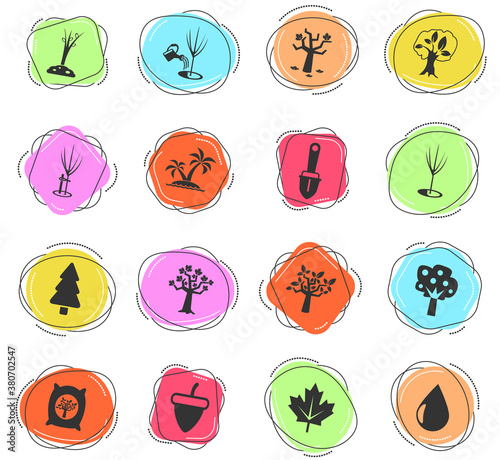 trees tools icon set