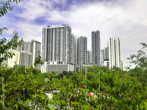 beautiful view of the buildings and trees
