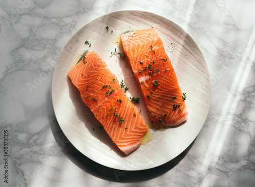 Raw salmon fillet