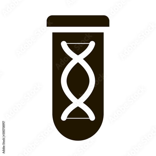 Lab Glass Test Tube With Biomaterial glyph icon . Biology And Science Flasks, Bioengineering, Dna And Medicine Biomaterial Pictogram. Monochrome Illustration