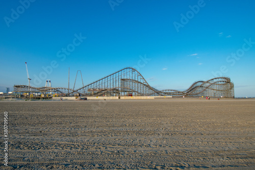 A Wooden Roller Coaster on a Boardwalk in Wildwood New Jersey