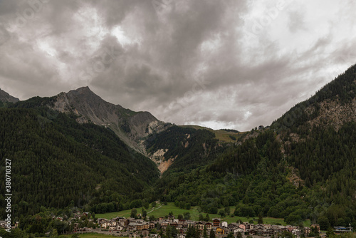 Courmayeur. Is an Italian town of 2 727 inhabitants in the upper Valdigne, in the Aosta Valley: a renowned winter and summer tourist resort in the Alps.The lake of Annecy. France.  photo