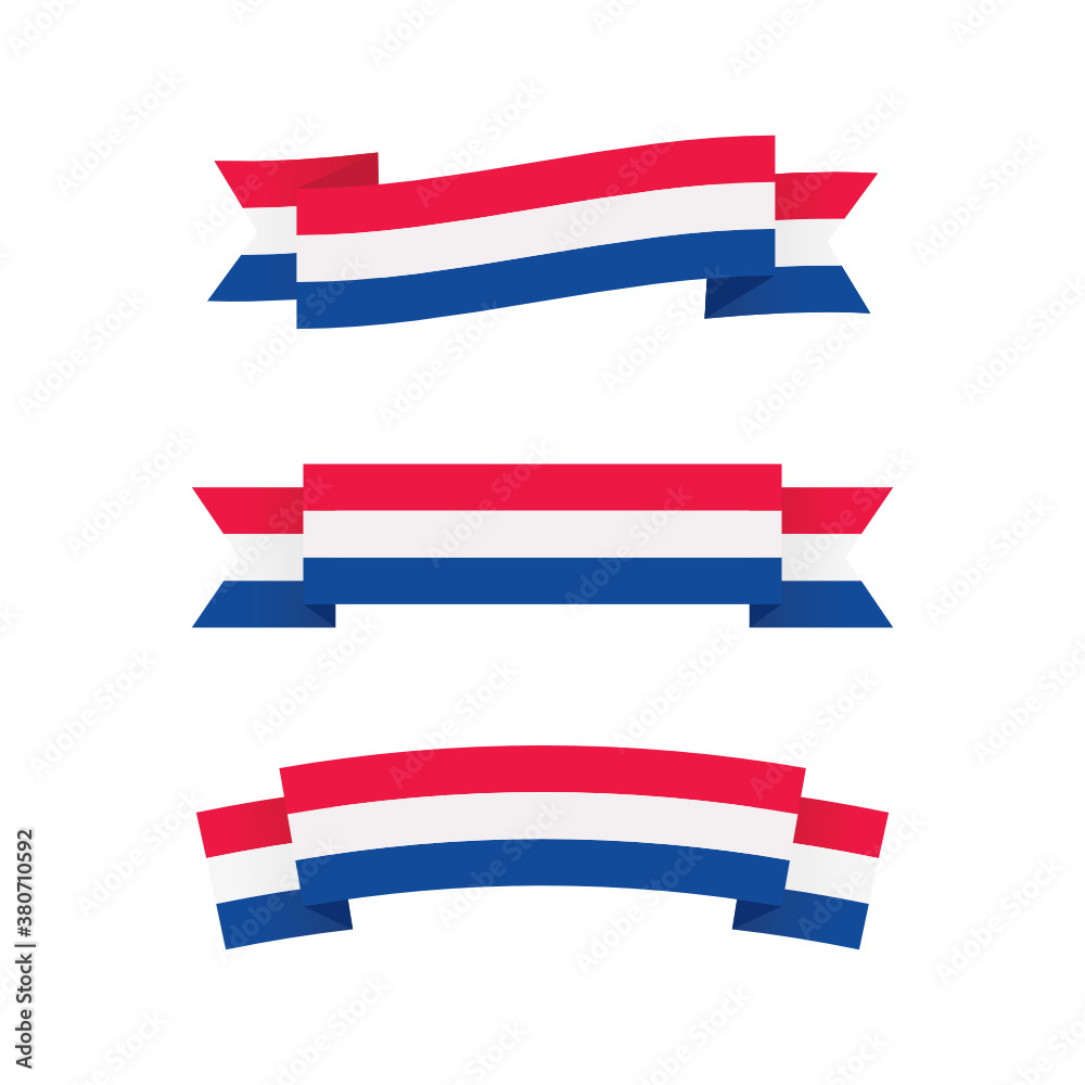 Patriotic USA Flag Stripes Banner, USA Banner, Red White and Blue Banner, Ribbon, Ribbon Vector Set, Banner Set Illustration Background