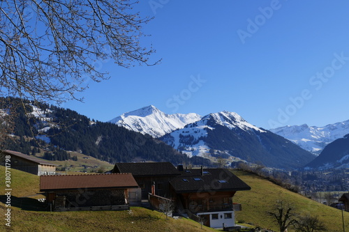 View from Saanen towards Wispile and Wasserngrat, Switzerland