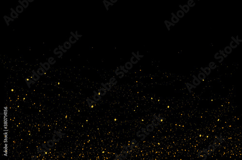 Golden glitter light effect. Background bright shining confetti particles
