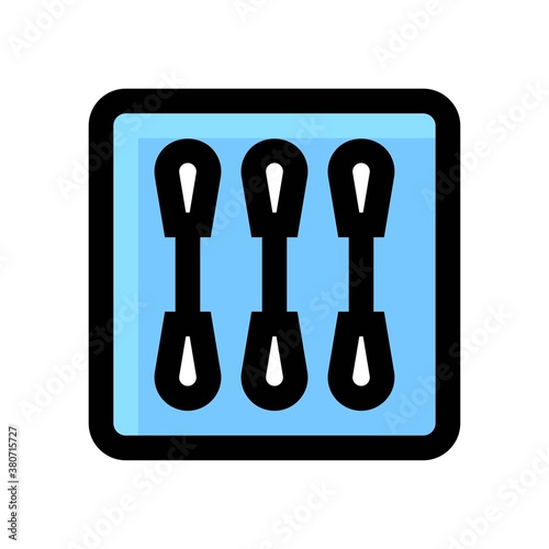 bath room or toilet related cotton swabs in box vector with editable stroke,