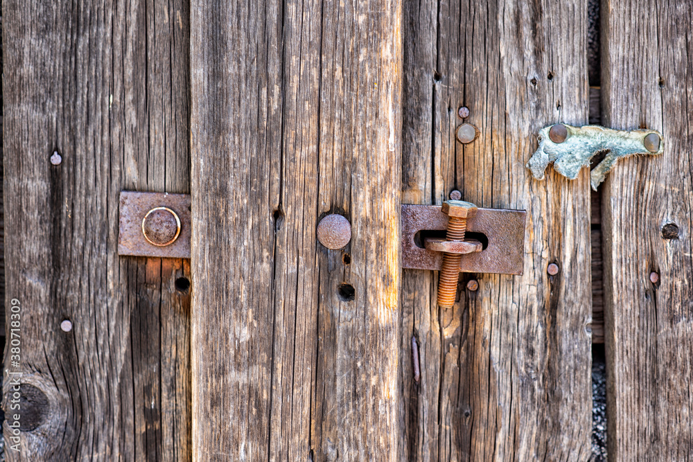 old wooden gate with simple bolt old wooden gate with simple bolt