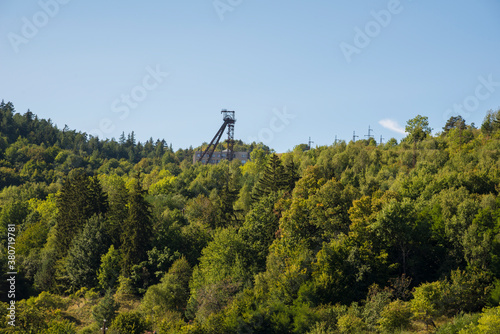 Old abandoned metal mining tower construction