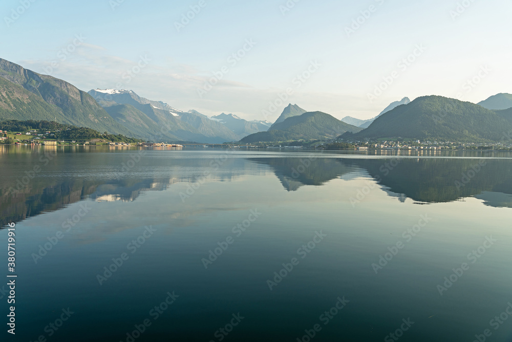 Norwegian fjords sea mountain landscape view, Norway