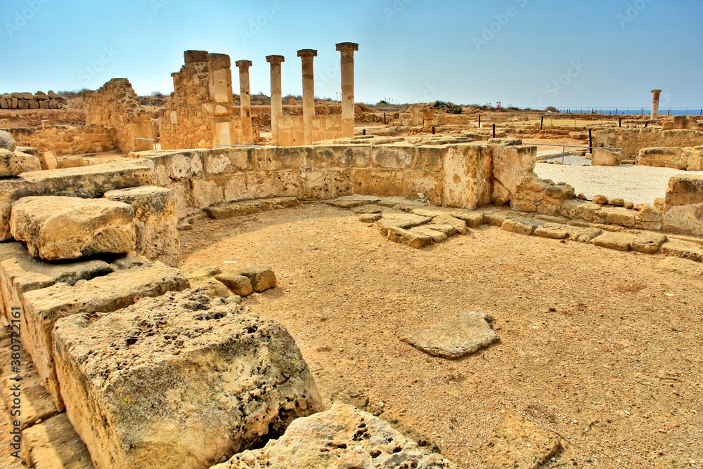 Ruins of ancient New Paphos (Nea Paphos)  founded on the sea near a natural harbour. Cyprus
