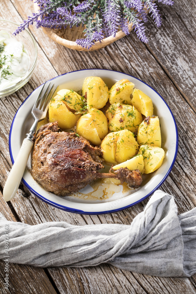 Roasted duck leg. Roasted duck leg.