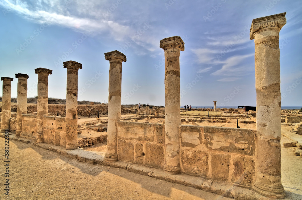 Ruins of ancient New Paphos (Nea Paphos)  founded on the sea near a natural harbour. Cyprus