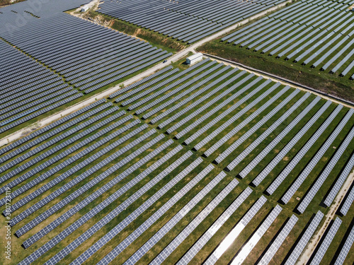 Solar farm drone shot photo