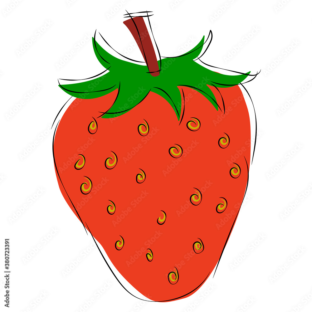 Obraz premium Strawberry drawn simple illustration.