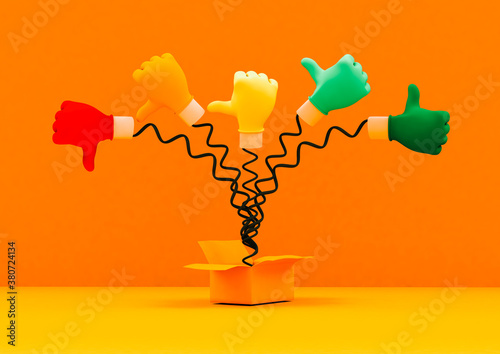 Thumbs going from red thumbs down to green thumbs up