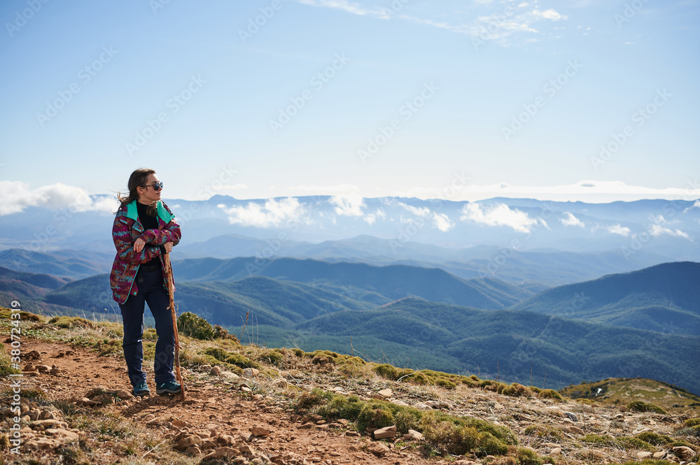 Traveler admiring beautiful landscape Traveler admiring beautiful landscape