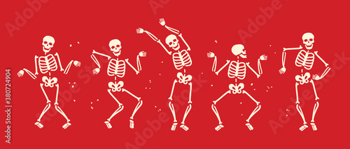 Funny skeleton symbol. Halloween cartoon vector illustration