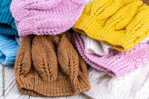 Colorful handmade knitting ...