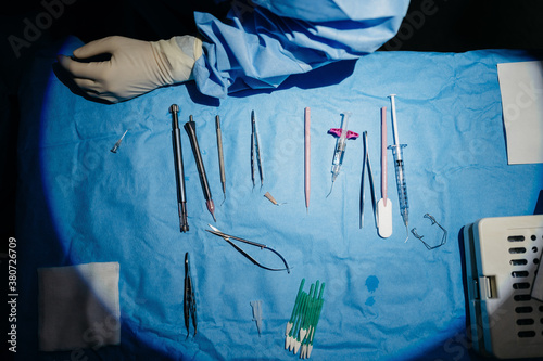 Surgical tools placed near crop doctor