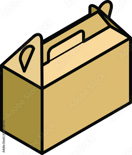 A taller plain buff carton with a handle.