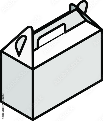 A taller plain white carton with a handle.