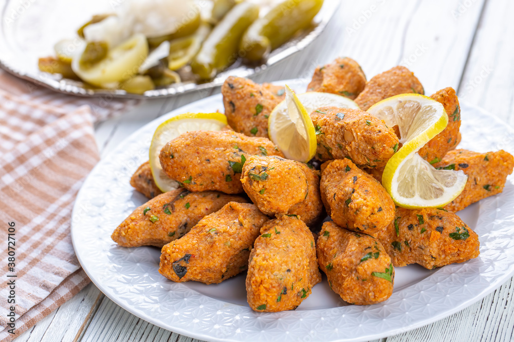 Mercimek Koftesi, Traditional Turkish Food with Bulgur and Lentil Mercimek Koftesi, Traditional Turkish Food with Bulgur and Lentil