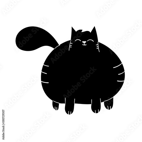Cute black cat cartoon char...