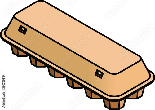 A plain cardboard egg carton. For a dozen (12) eggs.