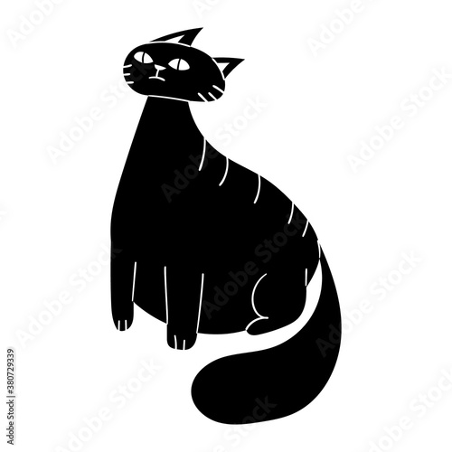 Cute black cat cartoon char...