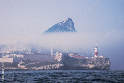 The rock of Gibraltar in the mist