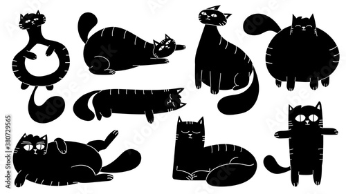 Cute black cat cartoon character