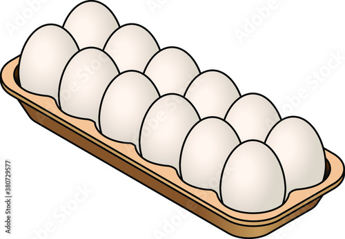 A carton of 12 white eggs.