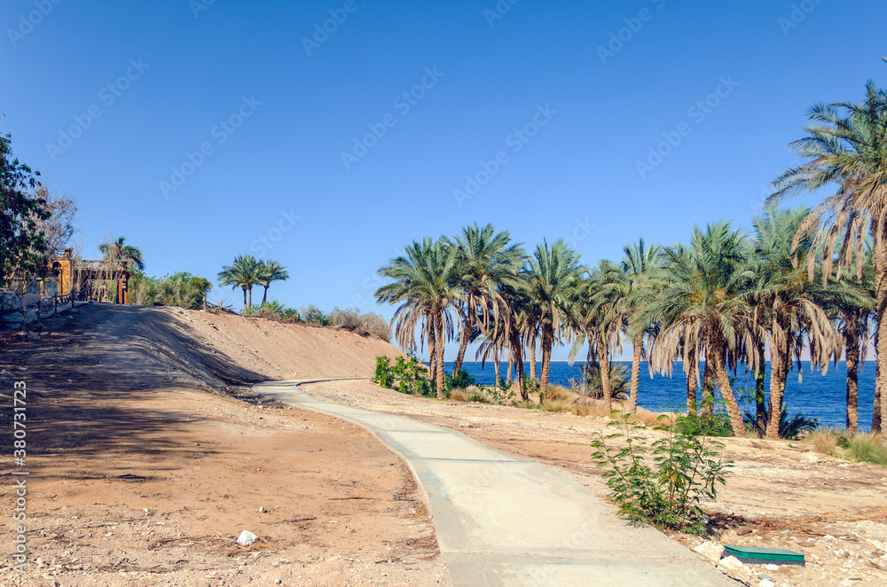 A path on an abandoned waterfront in a resort in Egypt
