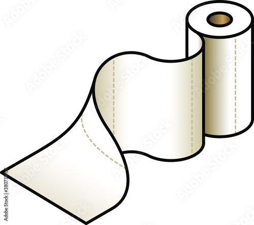 A kitchen paper roll being unrolled.