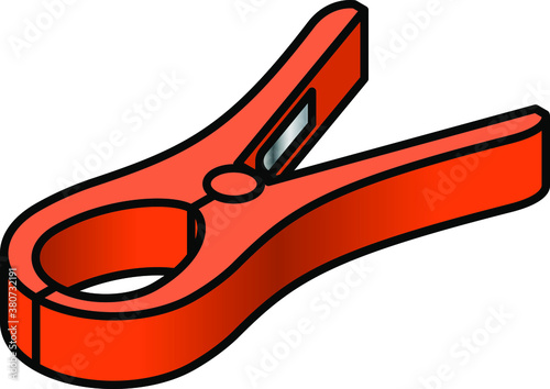 An orange plastic clothes peg.