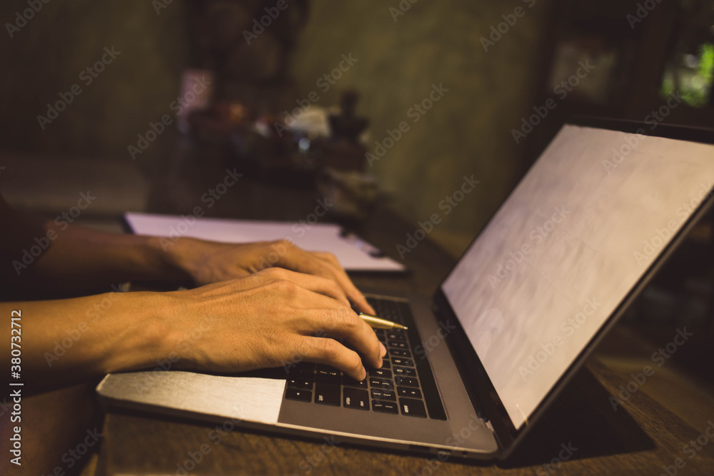 business hands analy for data on Notebook with tax online work at home.concept business hands analy for data on Notebook with tax online work at home.concept